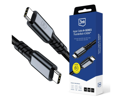 Kabel 3mk Hyper Cable N-SERIES Thunderbolt 4 1m 48V/5A 40Gb/s 240W 8K6